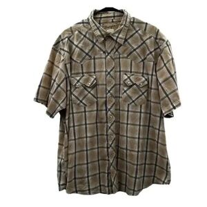 Vintage Wrangler‎ Plaid Pearl Snap Button Down Short Sleeve Western Shirt Sz 2XL
